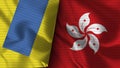 Hong Kong and Ukraine Realistic Flag Ã¢â¬â Fabric Texture Illustration Royalty Free Stock Photo