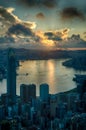 Hong Kong Victoria harbour sunset Royalty Free Stock Photo