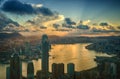 Hong Kong Victoria harbour sunset Royalty Free Stock Photo