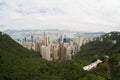 Hong Kong, view of the city and the bay from Victoria Peak on cloudy day Royalty Free Stock Photo