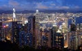 Hong Kong view from The Victoria Peak at night Royalty Free Stock Photo