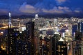 Hong Kong view from The Victoria Peak at night Royalty Free Stock Photo