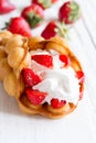 Hong Kong waffles with strawberries and whipped cream