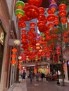 Hong Kong Wanchai Lee Tung Street Wedding Card Street Road Giant Couple Sculpture Outdoor Red Lanterns Promenade Boulevards