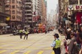 Hongkong china - march17,2019 : large number of people standing beside road in hongkong when parade of buddhist shrine passing Royalty Free Stock Photo