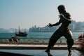 The Bruce Lee statue at Tsim Sha Tsui Promenade Avenue of the Stars in Hong Kong Royalty Free Stock Photo