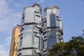 HongKong, China - November, 2019: The Lippo centre twin towers, iconic modern architecture buildings in Hong Kong Royalty Free Stock Photo