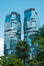 The Lippo centre twin towers, iconic modern architecture buildings in Hongkong Royalty Free Stock Photo