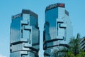 The Lippo centre twin towers, iconic modern architecture buildings in Hongkong Royalty Free Stock Photo