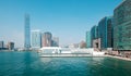 Modern architecture and skyline of West Kowloon and Victoria Harbour in HongKong Royalty Free Stock Photo