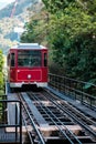 The Peak Tram. The railway to Victoria Peak, a mountain with view above the city skyline of Hong Kong Royalty Free Stock Photo