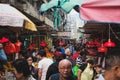 People buying vegetables and fruits on street food market in HongKong