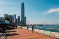 People with fishing rod on coast in HongKong, Victoria Harbour