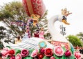 HONGKONG, HONGKONG DISNEYLAND - 30 March 2019 Close up of group princess parade in Hong Kong Disneyland