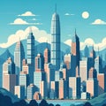 Hongkong flat vector city skyline