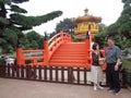 Hongkong, 2015: Golden teak wood pagoda at nan lian garden in hong kong Royalty Free Stock Photo