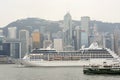 Hongkong skyline with ferryboat Royalty Free Stock Photo