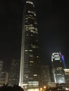 Hongkong Street life, Tightly clustered buildings, Night scene.