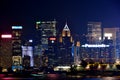 Hongkong Victoria harbor business center in night, 2016