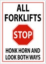 Honk Horn and Look Both Ways Sign On White Background