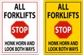 Honk Horn and Look Both Ways Sign On White Background