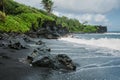 Honokalani Black Sand Beach Road to Hana, Maui Royalty Free Stock Photo