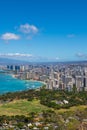 Honolulu beach and city view from Diamond Head lookout in Waikiki Royalty Free Stock Photo