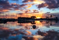 Honolulu Boat Harbor Sunset Reflections Royalty Free Stock Photo