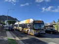 Honolulu City Bus, number 2, drives along Campbell street