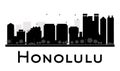 Honolulu City skyline black and white silhouette.