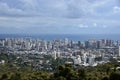 Honolulu cityscape, roads, buildings, skyscrapers, cranes, parks