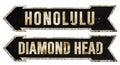 Honolulu Diamond Head Hawaii Grunge Vintage Metal Rustic Old Antique Royalty Free Stock Photo