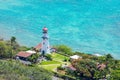 Honolulu Diamond head Lighthouse aerial view, Oahu, Hawaii Royalty Free Stock Photo