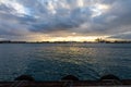 Honolulu Harbor at sunset, Oahu, Hawaii Royalty Free Stock Photo