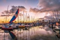 Honolulu Harbor at sunset Royalty Free Stock Photo