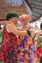 Honolulu, Hawaii - 5/2/2018 - Beautiful Hawaiian women performing traditional hula dance