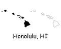 Honolulu Hawaii HI State Border USA Map Royalty Free Stock Photo