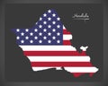 Honolulu Hawaii map with American national flag illustration Royalty Free Stock Photo