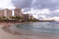 Waikiki Beach during a beautiful sunset Royalty Free Stock Photo