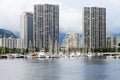 Honolulu, Hawaii, USA - May 30, 2016: Yachts docked at Ala Wai Boat Harbor Royalty Free Stock Photo