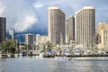 Honolulu, Hawaii, USA - May 30, 2016: Yachts docked at Ala Wai Boat Harbor Royalty Free Stock Photo