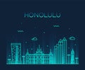 Honolulu Hawaii USA vector illustration line style