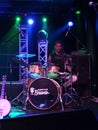 Musician Jerome James drums on stage at Crossroads in Hawaiian Brian's