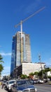 Crane over Luxury condo waiea - 1118 ala moana that is under con Royalty Free Stock Photo