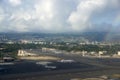 Aerial of Planes at Joint Base Pearl Harbor-Hickam with rainbow Royalty Free Stock Photo