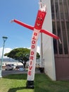 Blood Drive inflatable tube men blows in the wind