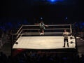 Wrestler and 24/7 Champion R-Truth jumps in the ring at WWE event