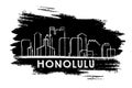 Honolulu Skyline Silhouette. Hand Drawn Sketch.