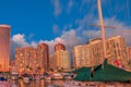 Honolulu skyline at sunset Royalty Free Stock Photo