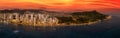Honolulu with a vibrant red sunset Royalty Free Stock Photo